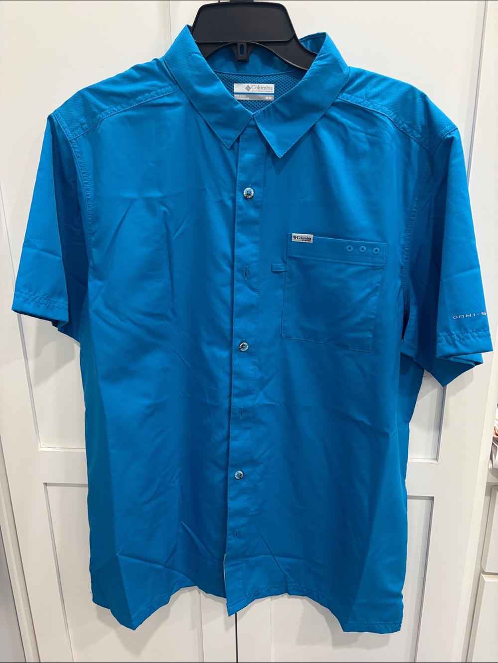 Columbia Men’s Short Sleeve Button-Down Shirt - Turquoise Blue